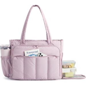 image:imageBAGSMART Tote Bag for Women Teacher Tote with Insulated Compartment Large Puffer Work Tote Handbags for WorkBaby Pink