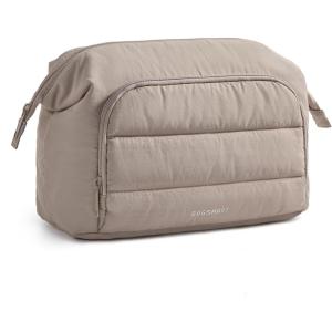 image:imageBAGSMART Travel Makeup Bag Cosmetic Bag Small Make Up Organizer CaseWideopen Pouch for Women Purse for Toiletries Accessories Brushes Pink03Brown