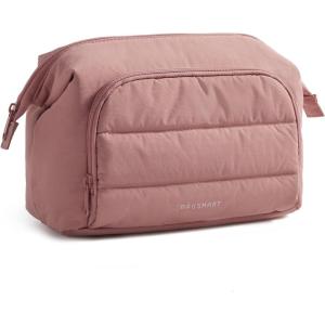 image:imageBAGSMART Travel Makeup Bag Cosmetic Bag Small Make Up Organizer CaseWideopen Pouch for Women Purse for Toiletries Accessories Brushes Pink04Dark Pink