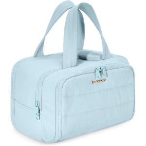 image:imageBAGSMART Travel Toiletry Bag Crush Toiletry Bag for Women Wideopen Puffy Toiletry Bags for Traveling Large Travel Cosmetic Makeup Bag Organizer for AccessoriesToiletrie BluedBlue