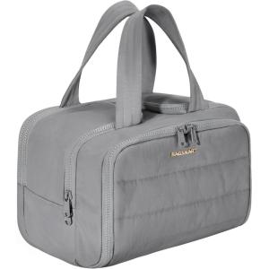 image:imageBAGSMART Travel Toiletry Bag Crush Toiletry Bag for Women Wideopen Puffy Toiletry Bags for Traveling Large Travel Cosmetic Makeup Bag Organizer for AccessoriesToiletrie BlueeGrey