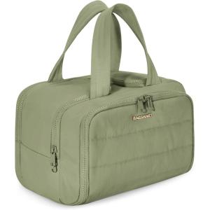 image:imageBAGSMART Travel Toiletry Bag Crush Toiletry Bag for Women Wideopen Puffy Toiletry Bags for Traveling Large Travel Cosmetic Makeup Bag Organizer for AccessoriesToiletrie BlueeArmy Green