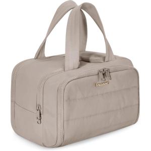 image:imageBAGSMART Travel Toiletry Bag Crush Toiletry Bag for Women Wideopen Puffy Toiletry Bags for Traveling Large Travel Cosmetic Makeup Bag Organizer for AccessoriesToiletrie BluecGrayish Brown