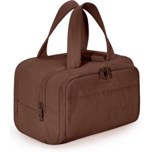 image:imageBAGSMART Travel Toiletry Bag Crush Toiletry Bag for Women Wideopen Puffy Toiletry Bags for Traveling Large Travel Cosmetic Makeup Bag Organizer for AccessoriesToiletrie BluegCoffee Brown