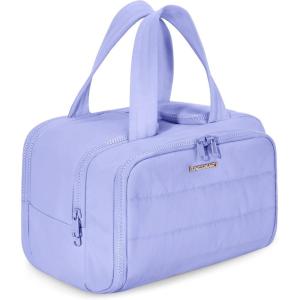 image:imageBAGSMART Travel Toiletry Bag Crush Toiletry Bag for Women Wideopen Puffy Toiletry Bags for Traveling Large Travel Cosmetic Makeup Bag Organizer for AccessoriesToiletrie BluedLight Purple