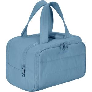 image:imageBAGSMART Travel Toiletry Bag Crush Toiletry Bag for Women Wideopen Puffy Toiletry Bags for Traveling Large Travel Cosmetic Makeup Bag Organizer for AccessoriesToiletrie BluehSteel Blue