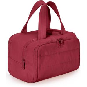 image:imageBAGSMART Travel Toiletry Bag Crush Toiletry Bag for Women Wideopen Puffy Toiletry Bags for Traveling Large Travel Cosmetic Makeup Bag Organizer for AccessoriesToiletrie BluegVintage Berry