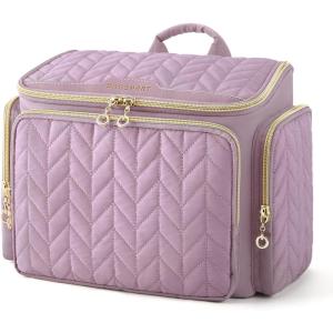 image:imageBAGSMART Travel Toiletry Bag Large Wideopen Travel Bag for Toiletries Makeup Cosmetic Travel Bag with HandleNavyPurple