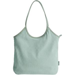image:imageBAGSMRT Corduroy Tote Bag for Women Beach Bag with Zipper Casual Shoulder Bag Lightweight Travel Tote Hobo Handbag  PU Leather Handles 14L Capacity Inner Pocket Beach Travel Shopping CampusForest Green