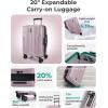 image:imageBAGSMART Carry On Luggage 22x14x9 Airline Approved Lightweight luggage with Spinner Wheels 20 Inch Expandable Hardside Carry On Suitcase with TSA Lock Rolling Travel suitcase CarryOn Dark BluePink Lavender