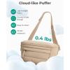 image:imageBAGSMART Fanny Packs for Women Two Way Zipper Belt Bag with Adjustable Strap Puffy Fashion Waist Packs for Traveling Workout BrownDark Grey