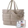image:imageBAGSMART Large Travel Duffel Bag with Shoe Compartment Puffer CarryOn Gym Weekender Bag for Women CamelCamel