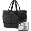 image:imageBAGSMART Large Travel Duffel Bag with Shoe Compartment Puffer CarryOn Gym Weekender Bag for Women CamelCharcoal