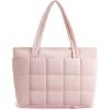 image:imageBAGSMART Expandable Tote Bag for Women Zippered Puffer Design with WaterResistant Quilted Nurse and CarryOn Travel Bag Pink