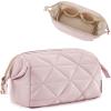 image:imageBAGSMART Makeup Bag Travel Makeup Bag Cute Puffy Make Up Bag Wideopen Cosmetic Bags for Women Small Makeup Pouch for Travel Essentials Toiletries Accessories BlackBPink