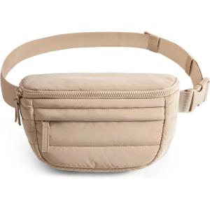 image:imageBAGSMART Fanny Packs for Women Two Way Zipper Belt Bag with Adjustable Strap Puffy Fashion Waist Packs for Traveling Workout BrownBrown