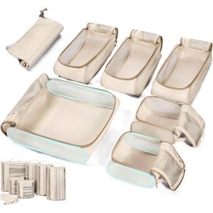 image:imageBAGSMART Keep Shape Packing Cubes 7 Set for Travel Lightweight Cubes Suitcase Organizer Bags Set for Essentials01White Opal