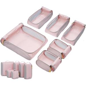 image:imageBAGSMART Keep Shape Packing Cubes for Travel 6 Set Travel Cubes for Packing Lightweight Suitcase Organizer Bags Set for Travel Essentials03Pastel Pink