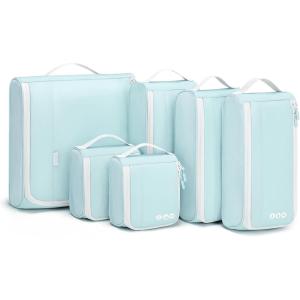 image:imageBAGSMART Keep Shape Packing Cubes for Travel 6 Set Travel Cubes for Packing Lightweight Suitcase Organizer Bags Set for Travel EssentialsSky Blue