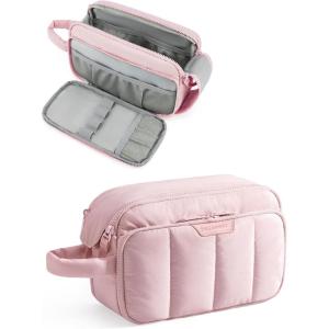 image:imageBAGSMART Travel Toiletry Bag for Women Wideopen Makeup Bag Organizer Puffy Make Up Case Large Capacity Cosmetic Organizer for Women for Travel Essentials Toiletries Accessories BottlesBlackPink