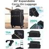 image:imageBAGSMART Carry On Luggage 20 InchSoftside Expandable Suitcase with Spinner Wheels Luggage 22x14x9 Airline Approved Rolling Lightweight Suitcases for Women Men Compact CarryOn BlackBlack