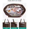 image:imageBAGSMART Expandable Tote Bag for Women Puffer Work Tote Handbag Quilted Carry On Bag for Travel GymChocolate