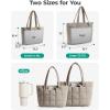 image:imageBAGSMART Expandable Tote Bag for Women Puffer Work Tote Handbag Quilted Carry On Bag for Travel GymKhaki