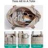 image:imageBAGSMART Expandable Tote Bag for Women Puffer Work Tote Handbag Quilted Carry On Bag for Travel GymKhaki