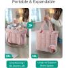 image:imageBAGSMART Expandable Tote Bag for Women Puffer Work Tote Handbag Quilted Carry On Bag for Travel GymLight Pink