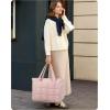 image:imageBAGSMART Expandable Tote Bag for Women Puffer Work Tote Handbag Quilted Carry On Bag for Travel GymLight Pink