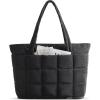 image:imageBAGSMART Expandable Tote Bag for Women Puffer Work Tote Handbag Quilted Carry On Bag for Travel GymBlack