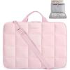 image:imageBAGSMART Laptop Case with Handle Puffy Laptop Sleeve Bag for Women MacBook Case for Dell HP Lenovo MacBook AirPro 15156 inch BlackPinkshoulder Strap