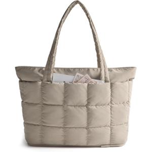 image:imageBAGSMART Expandable Tote Bag for Women Puffer Work Tote Handbag Quilted Carry On Bag for Travel GymCamel