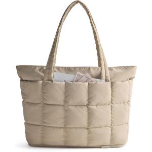 image:imageBAGSMART Expandable Tote Bag for Women Puffer Work Tote Handbag Quilted Carry On Bag for Travel GymDesert