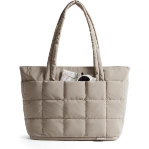 image:imageBAGSMART Expandable Tote Bag for Women Puffer Work Tote Handbag Quilted Carry On Bag for Travel GymKhaki