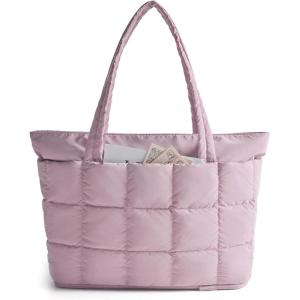 image:imageBAGSMART Expandable Tote Bag for Women Puffer Work Tote Handbag Quilted Carry On Bag for Travel GymPurple