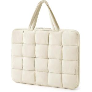image:imageBAGSMART Laptop Case Puffy Laptop Sleeve with Handle Compatible with MacBook Air Pro Laptop Bag for WomenBeige