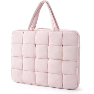 image:imageBAGSMART Laptop Case Puffy Laptop Sleeve with Handle Compatible with MacBook Air Pro Laptop Bag for WomenPink