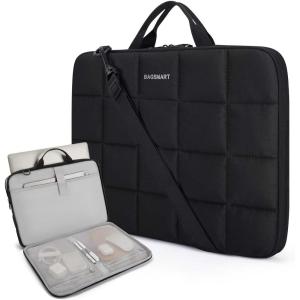 image:imageBAGSMART Laptop Case with Handle Puffy Laptop Sleeve Bag for Women MacBook Case for Dell HP Lenovo MacBook AirPro 15156 inch BlackBlackShoulder Strap