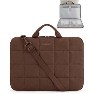image:imageBAGSMART Laptop Case with Handle Puffy Laptop Sleeve Bag for Women MacBook Case for Dell HP Lenovo MacBook AirPro 15156 inch BlackCoffee Brownshoulder Strap