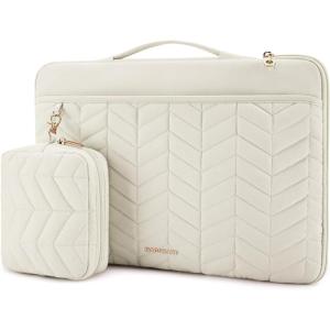image:imageBAGSMART Laptop Case with Handle Puffy Padded Laptop Bag Sleeve for Women Portable MacBook AirPro Computer Case 1516 inch BlackBeige