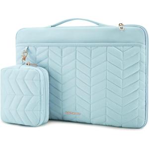 image:imageBAGSMART Laptop Case with Handle Puffy Padded Laptop Bag Sleeve for Women Portable MacBook AirPro Computer Case 1516 inch BlackBlue