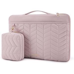 image:imageBAGSMART Laptop Case with Handle Puffy Padded Laptop Bag Sleeve for Women Portable MacBook AirPro Computer Case 1516 inch BlackPink