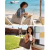 image:imageBAGSMART Boxy Tote Bag for Women Crossbody Bag with Zipper Crush Bow Purses for Travel Work CollegeCoffee