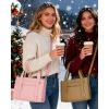 image:imageBAGSMART Boxy Tote Bag for Women Crossbody Bag with Zipper Crush Bow Purses for Travel Work CollegeLight Pink