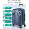 image:imageBAGSMART Carry On Luggage 22x14x9 Airline Approved with TSA Lock Expandable Hard Shell Suitcase with Spinner Wheels Lightweight 20 Inch Travel Rolling CarryOn Luggage Light BlueDark Blue