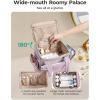 image:imageBAGSMART Toiletry Bag for Women with DualPadded Handles Puffy Lightweight Makeup Bag for Makeup Accessories Brushes Set TravelSized Container CamelLilac Purple