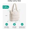 image:imageBAGSMART Tote Bag for Women Lightweight Puffy Tote Bag with Compartments Shoulder Bag Handbag for Travel Work Gym  Lightweight Puffy Quilted for Travel WorkOyster White