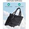 image:imageBAGSMART Tote Bag for Women Lightweight Puffy Tote Bag with Compartments Shoulder Bag Handbag for Travel Work Gym  Lightweight Puffy Quilted for Travel WorkDark Black