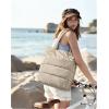image:imageBAGSMART Tote Bag for Women Lightweight Puffy Tote Bag with Compartments Shoulder Bag Handbag for Travel Work Gym  Lightweight Puffy Quilted for Travel WorkLight Tan